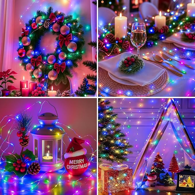 12 Pack Fairy Lights Battery Operated - 7ft 20 Led Twinkle Lights 3 Modes, Multi-Colored Bulk Mini String Lights Waterproof for Mason Jars Vases DIY Party Wedding Decoration Christmas