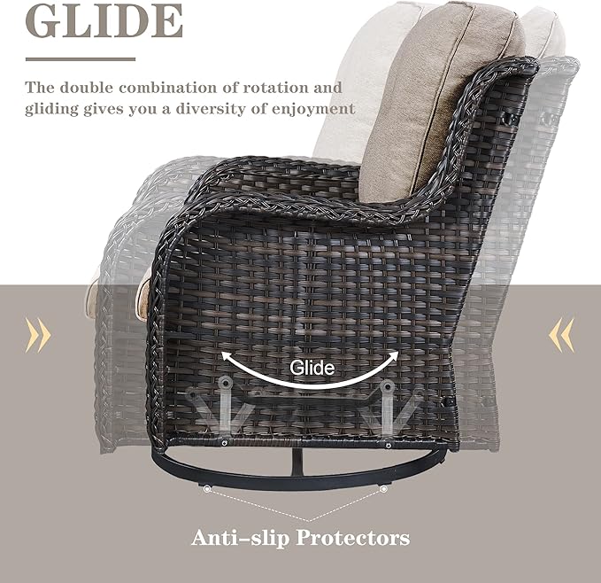 Belord Outdoor Furniture Wicker Conversation Sets - 7 Piece Patio Rattan Furniture Sets with Swivel Rocker Chairs Outdoor Sofa for Porch Deck Backyard Brown/Grey