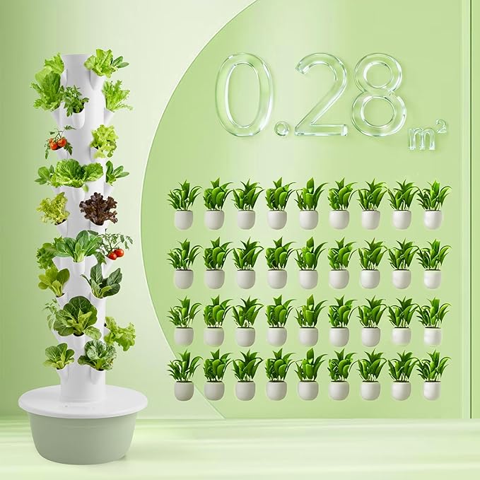 Vertical Hydroponic Growing System – Indoor & Outdoor Herb Garden Tower, 36 Plant Pods with Timer, Smart Automated Hydroponic System for Vegetables, Herbs, and Fruits