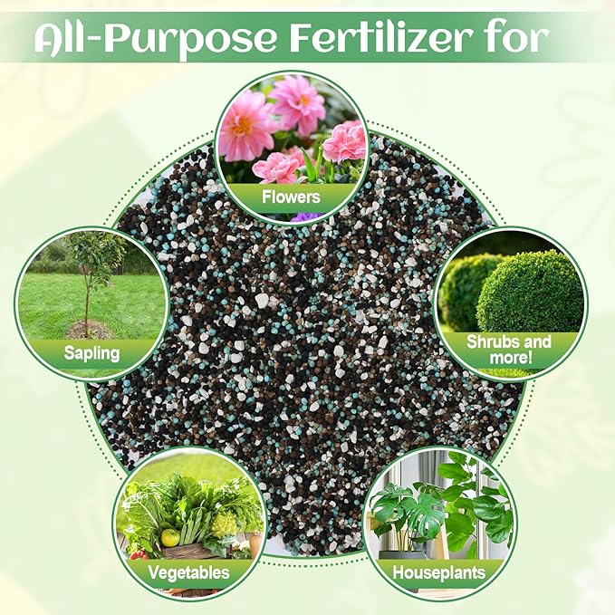 10-10-10 Slow-Release Premium Fertilizer - All-Purpose Plant Food for Indoor Outdoor Gardening Vegetables Flowers Lawn Trees Shrubs, 1 Quart