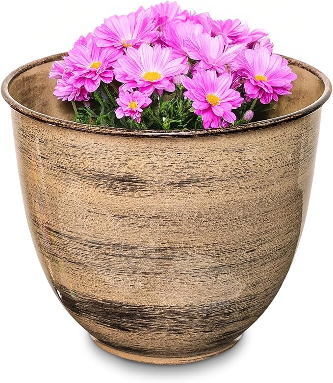 Headwind Glazed Ironstone Hamilton Collection Decorative Plant Pot – 12" Sandstone Beige Pot – Lightweight & Durable with Drainage Flower Pots for Indoor Plants & Outdoor Planter Use by Robert Allen