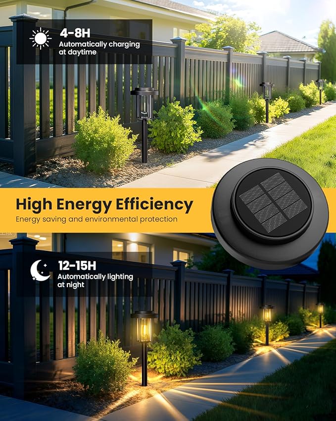 GIGALUMI Solar Pathway Lights Outdoor, 12 Pack Waterproof IP65 Solar Powered Landscape Lighting, Auto On/Off Garden Lights for Yard Lawn Patio Walkway Driveway Decor (Warm White)