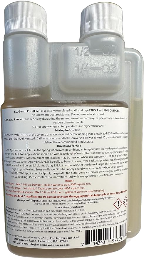 EcoGuard Plus Mosquito Spray for Yard, Gentle but Effective Outdoor Insect Control, Kills Ticks on Contact, Natural Essential Oils, 8 OZ