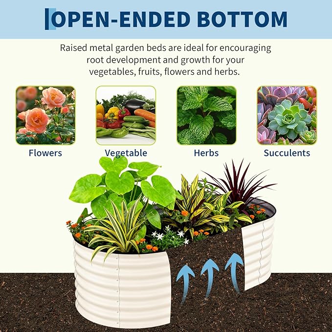 2 Pack Galvanized Raised Garden Beds - 6x3x2ft Planter Box for Vegetables, Flowers, Rust-Resistant Garden Box, Easy Assembly Raised Beds, Durable Planters for Outdoor Plants, Beige