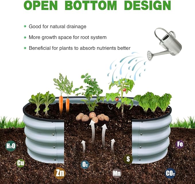 GrowHaus 2 Pack 4x2x1FT Galvanized Raised Garden Bed, Planter Boxes Outdoor Metal Garden Beds for Planting Vegetables Flowers Herbs Silver