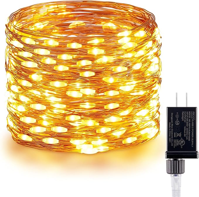 Christmas Twinkle Lights, 72 Ft 200 LED Twinkle String Lights, Fairy Light with Plug in, Copper Wire String Lights for Bedroom Party Christmas Tree Warm White