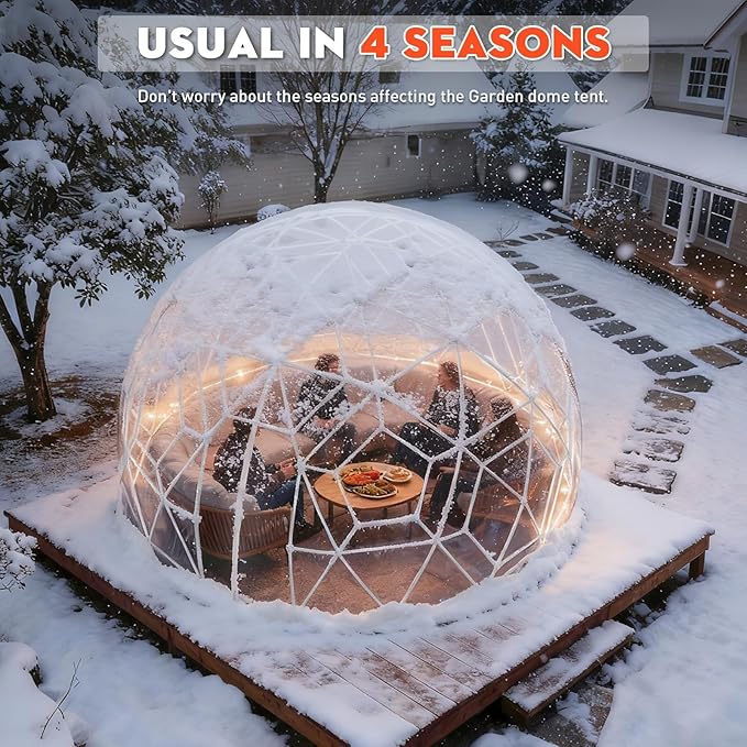 Garden Dome Tent, 9.6/12/15 ft Outdoor Clear Bubble Tent for 2-8 Person, All-Weather Geodesic Dome Greenhouse with Window & Door, PVC Transparent Tent for Patio, Camping, Party