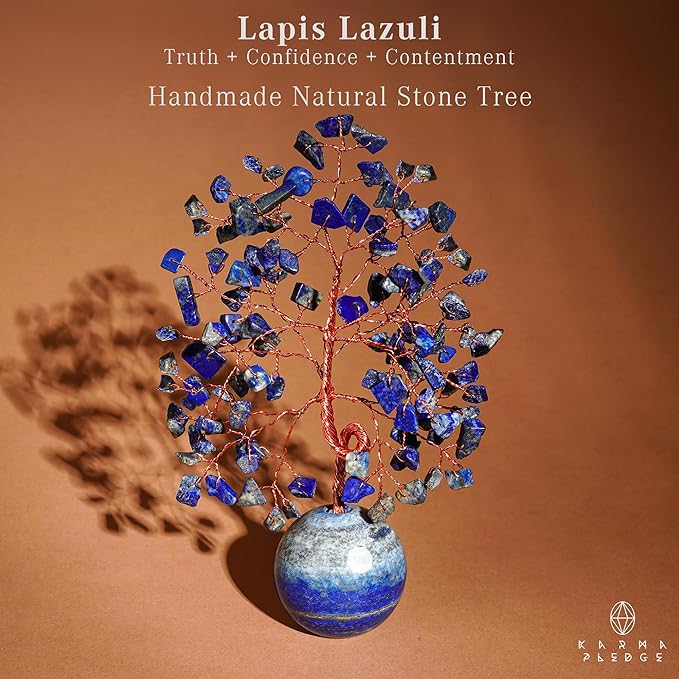 Crystal Tree of Life Home and Office Decor Gifts for Women, Lapis Lazuli Chakra Healing Stones Feng Shui Bonsai Tree for Positive Energy, Money, Good Luck, Christmas Decor, Birthday Gifts for Mom