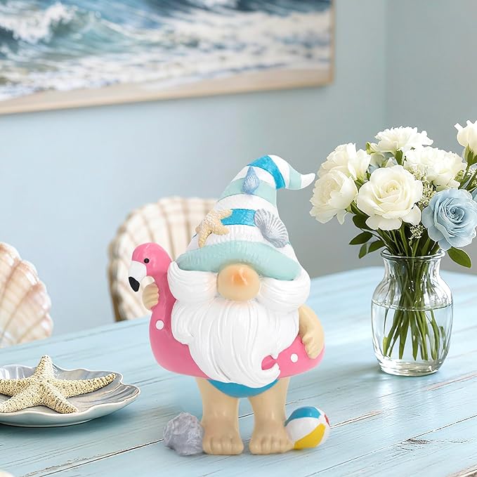 Hodao Ocean Elf Figurines with Seashell & Conch – Coastal Nautical Beach Elf Decor for Coastal Living Room, Ocean Themed Home Tabletop Decoration, Gift for Retirees & Ocean Enthusiasts (Blue-2)