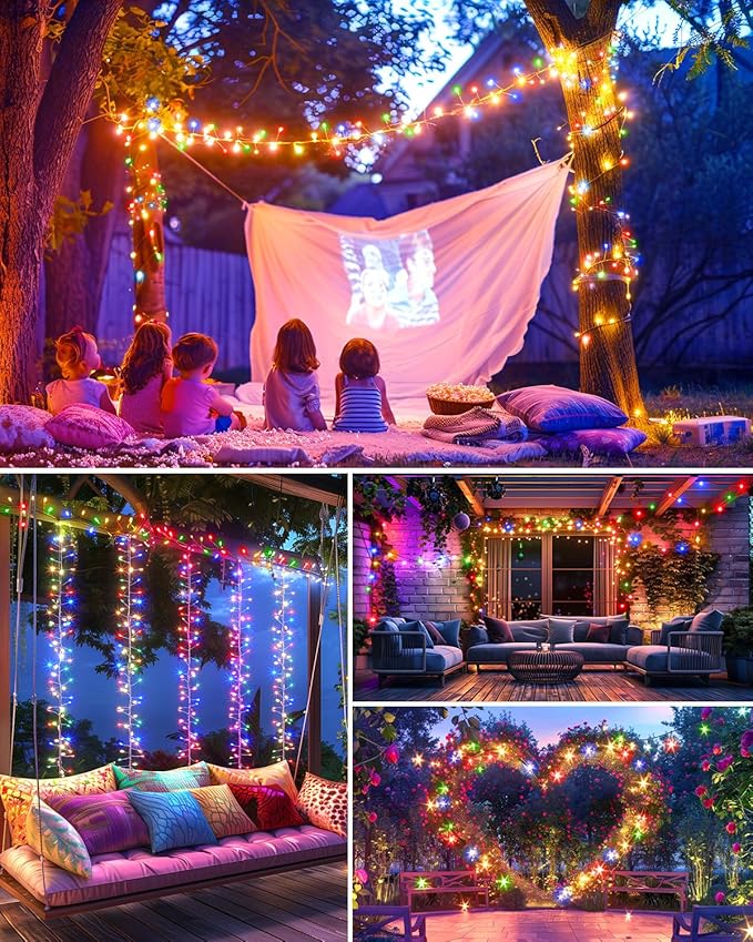 Brightown Solar String Lights for Outside, 19.6Ft 240 LED Solar Fairy Lights for Outdoor Waterproof with 8 Modes for Patio Party Garden Yard Home, Multicolor