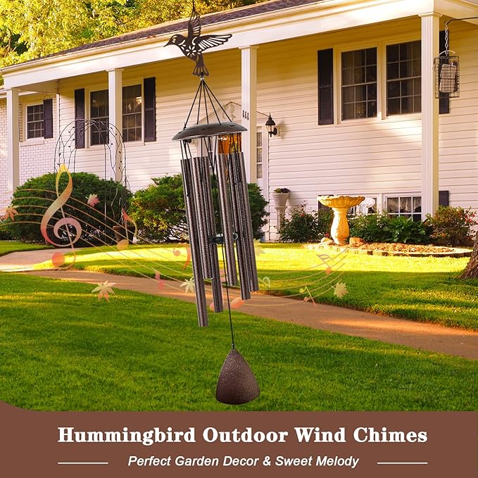 Doopeer Wind Chimes, 37" Hummingbird Wind Chimes for Outside Garden Patio Yard Decor, Hummingbird Gifts for Mom Women Grandma Wife, Deep Tone Windchimes for Christmas, Mother's Day, Birthday