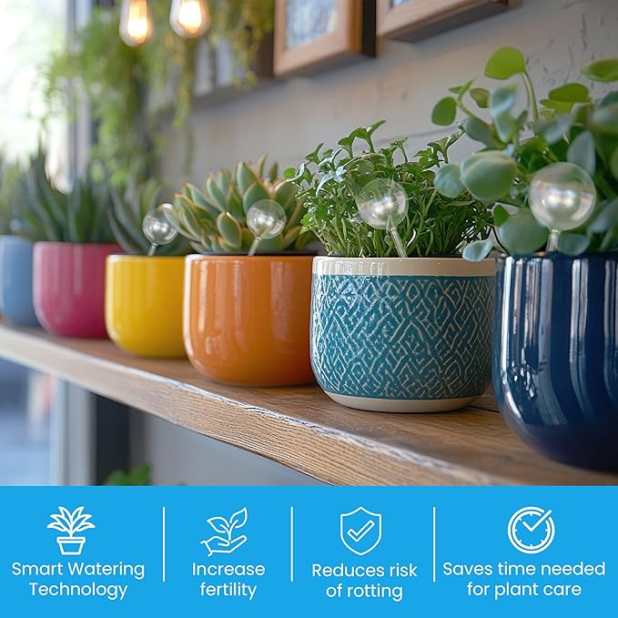 Automatic Plant Watering Globes, Self Watering Planter Inserts (Set of 10) | Clear Plastic Bulbs | 6 × 300ml + 4 × 70ml | Indoor & Outdoor Use