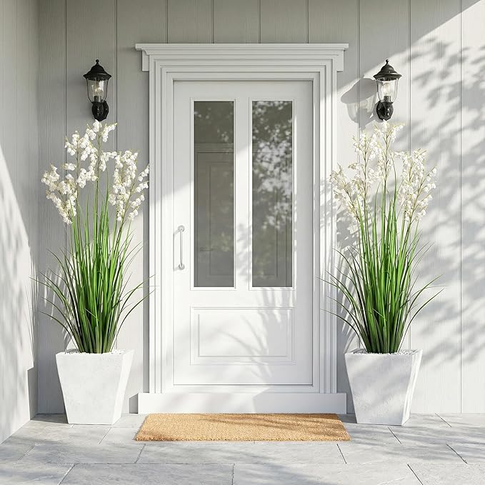 Ttranewsoo Green Onions Home Decor Fake Plants Lily of The Valley Snake Plant Home DéCor Accents Artificial Grass Room Decor Artificial Plants Indoor Artificial Grass 47“ （2PCS ） White