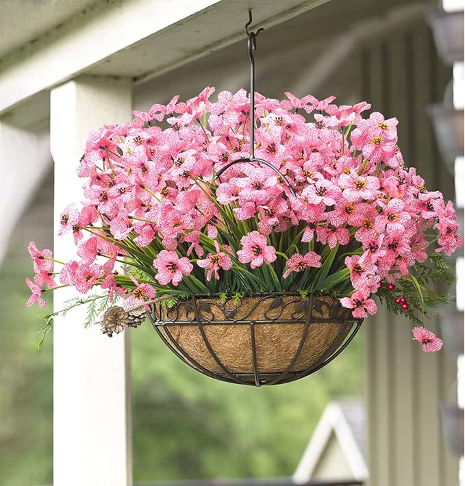 Grunyia 20 Bundles Artificial Flowers, Outdoor Indoor UV Resistant Fake Flowers No Fade Faux Plastic Plants Garden Porch Window Box Decoration