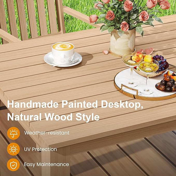 RoyalCraft 5 Pieces Patio Table and Chairs Set, Aluminum Outdoor Dining Table with 4 Chairs, Outdoor Patio Dining Sets with Removable Cushion for Garden, Backyard, Lawn, Brown