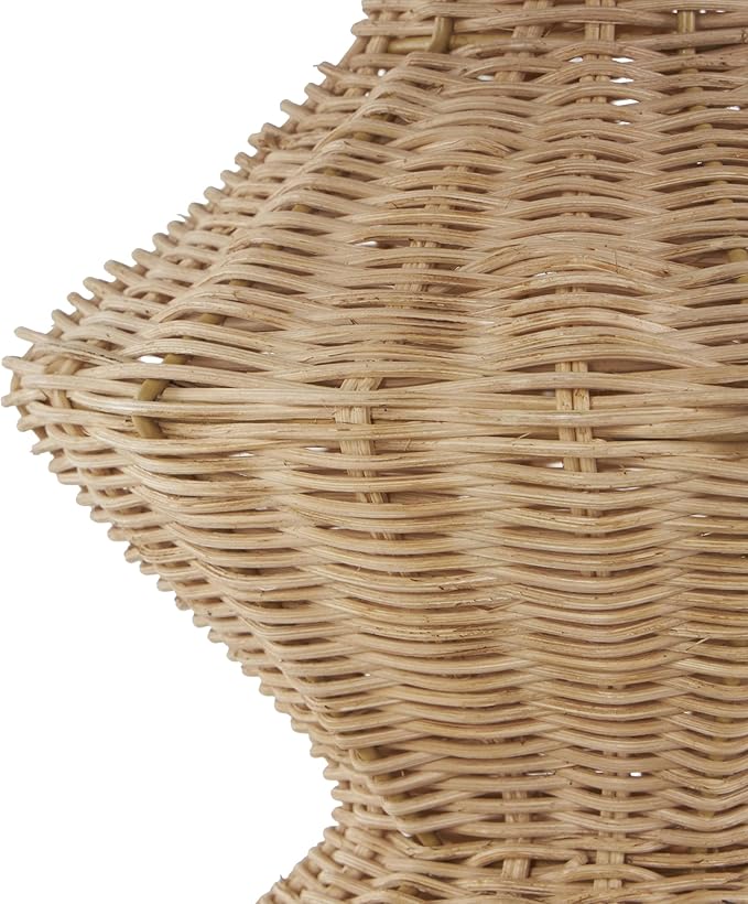 Deco 79 Rattan Handmade Decorative Vase Woven Fluted Hourglass Centerpiece Vase, Vase for Home Decoration 9" x 9" x 16", Brown
