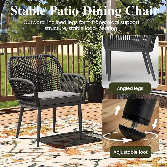 LayinSun Outdoor Dining Set for 8, 9 Pieces Patio Furniture Sets with Aluminum Dining Table and Rope Weave Chairs