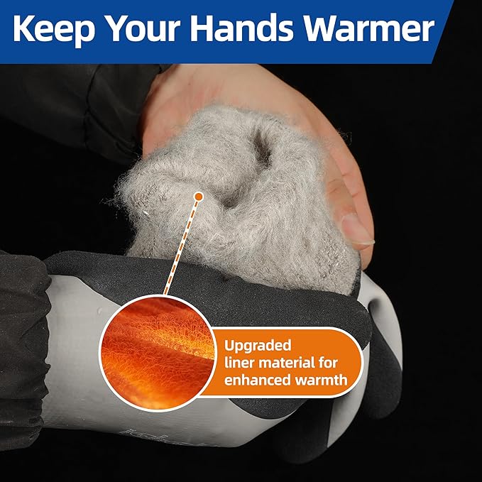 Schwer 2 Pairs 100% Waterproof Winter Work Gloves, ANSI A2 Cut Resistant Freezer Gloves for Outdoor Cold Weather Keep Hands Warm, Enhanced Warmth & Durability, for Shoveling Snow, Ice Fishing, M