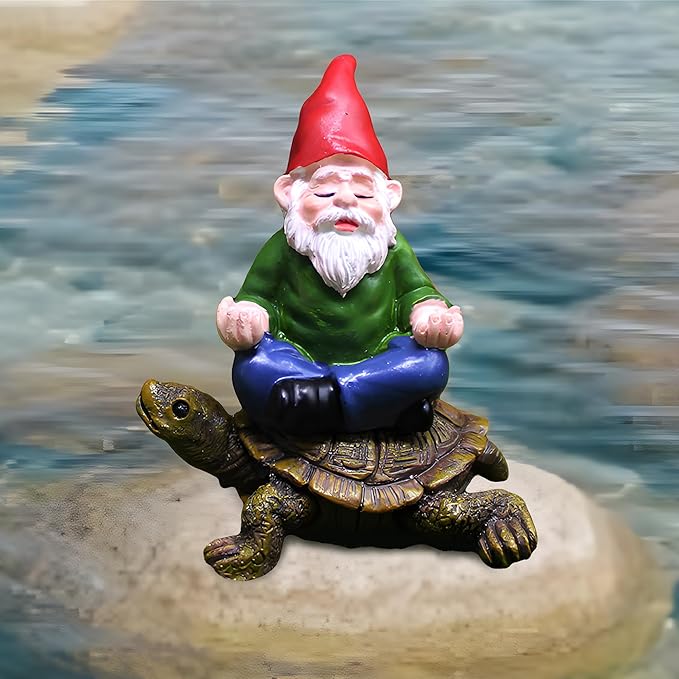 Garden Gnomes Turtle Figurines, Gnome Statue Decorations Fairy Garden Accessories for Outdoor Indoor Lawn Statue Patio Yard Flower Pot Home Decoration