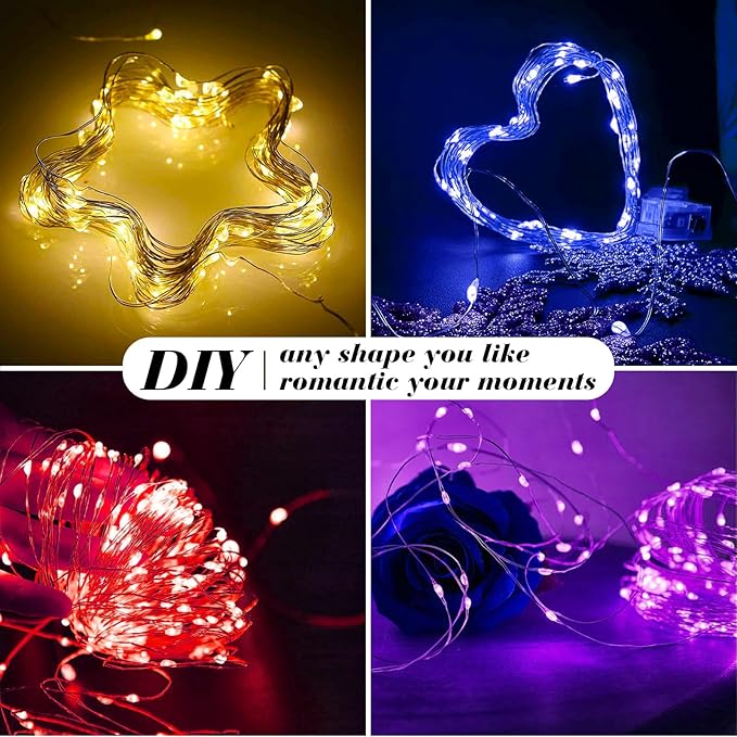 ZGWJ 12 Pack Fairy Lights Battery Operated, 7ft 20 Mini LED Fairy String Lights Silver Wire 3 Modes for DIY, Parties, Wedding, Bedroom, Halloween Christmas Decoration 6 Mixed-Color