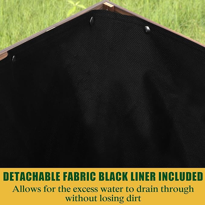 BlueWish Cedar Raised Garden Bed, 28.5" H Planter Boxes Outdoor with Detachable Black Liner, Drainage Holes, Raised Beds for Gardening, Vegetable, Flower, Rustic