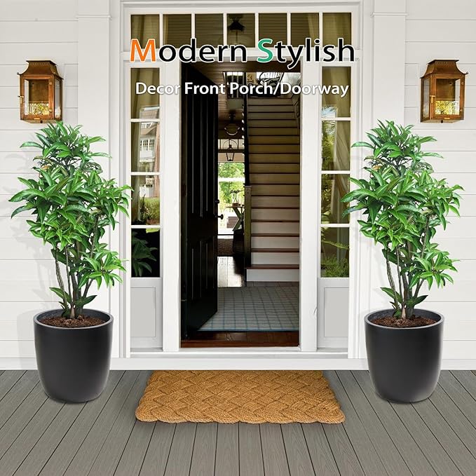 Heyzier Concrete Planter Outdoor Indoor, Large Cement Plant Pots for Trees Flowers (Black, 18 inch)