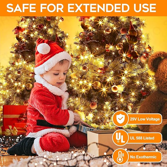 132FT 400 LED Christmas Lights, Twinkle Xmas Lights with 8 Modes and Timer, Outdoor Waterproof Christmas Tree Lights for Room Bedroom Wedding Party Holiday Decorations, Warm White
