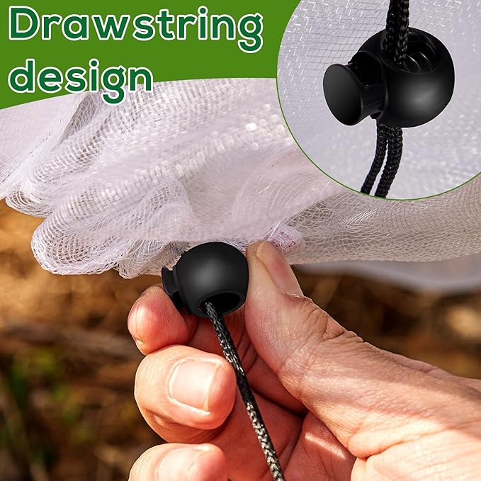 Fruit Tree Netting with Drawstring, 6.9x8.5ft Ultra-Fine Mesh Garden Insect & Bird Protection Cover, Breathable Reusable Tree Netting for Citrus, Apple, Peach & Shrubs
