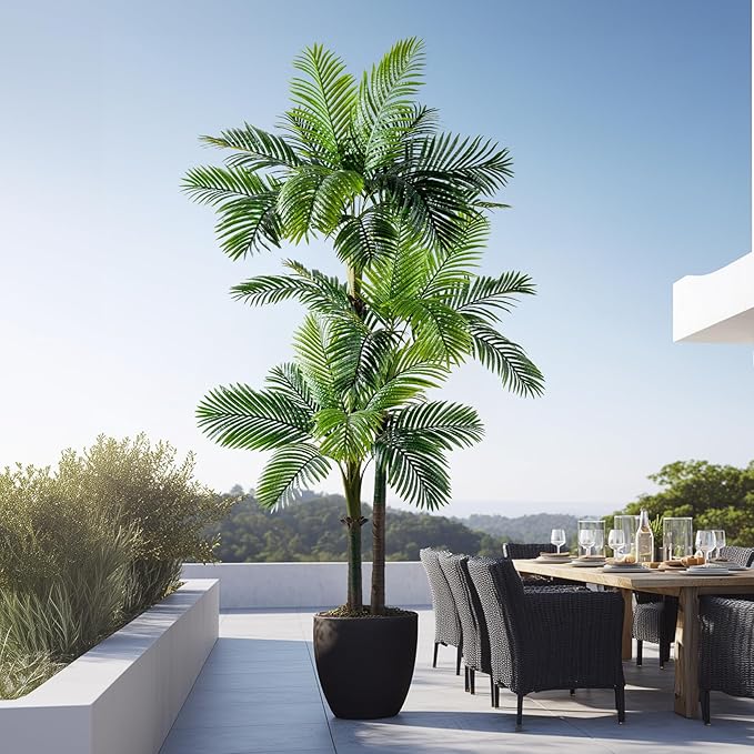 Erimda 9.1FT Artificial Phoenix Palm Tree Artificial Plants Indoor Outdoor Large Faux Coconut Silk Palm Tree Tropical Fake Tree Faux Sago Palm Plant for Modern Farmhouse Yard Outside Patio Poolside