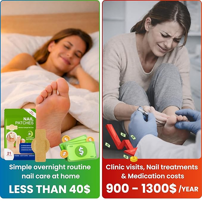 Premium Fungal Nail Patches Toenail Care Extra Fungus Strength 42 Pcs Nighttime Repair Damaged Treatment Discolored Nails 8 Hour Safe Sensitive Skin Easy Apply Women Men gift (42 Count)