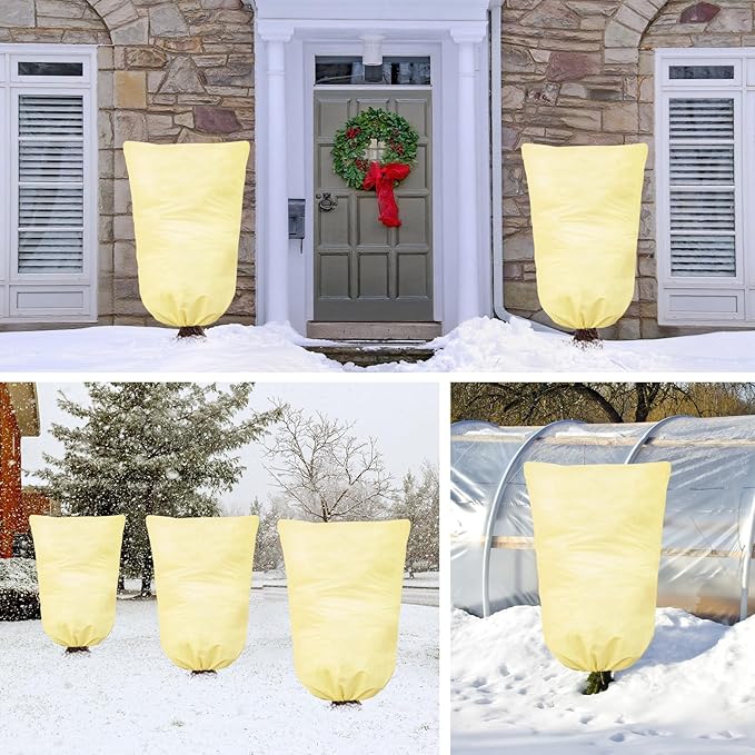 TRIITECH 2 Packs Plant Covers for Winter 120x180cm, Shrub Covers for Winter, Plant Cover Freeze Protection, Cold Frost Protection Cover with Zipper Drawstring(80gsm)