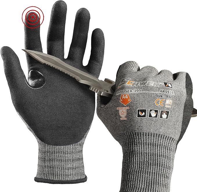 Schwer A4 AIR-SKIN Cut Resistant Work Gloves AR5918 with Extreme Lightweight & Thin, Grip Gloves for Gardening, Fishing, Refined Work, Mechanic, Touch-Screen, Non-PFAS, 3D-Comfort Fit, 1 Pair (M)
