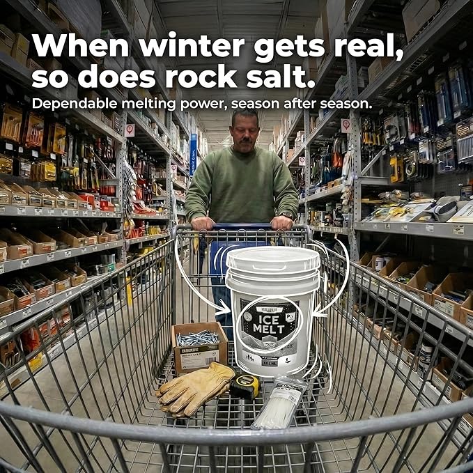 Halite Crystals Ice Melt Effective to -25°F, Eco-Friendly De-Icer, Optimal Granule Size for Quick Melting, Ideal for Driveways, Walkways, and Entryways (8, Pounds)