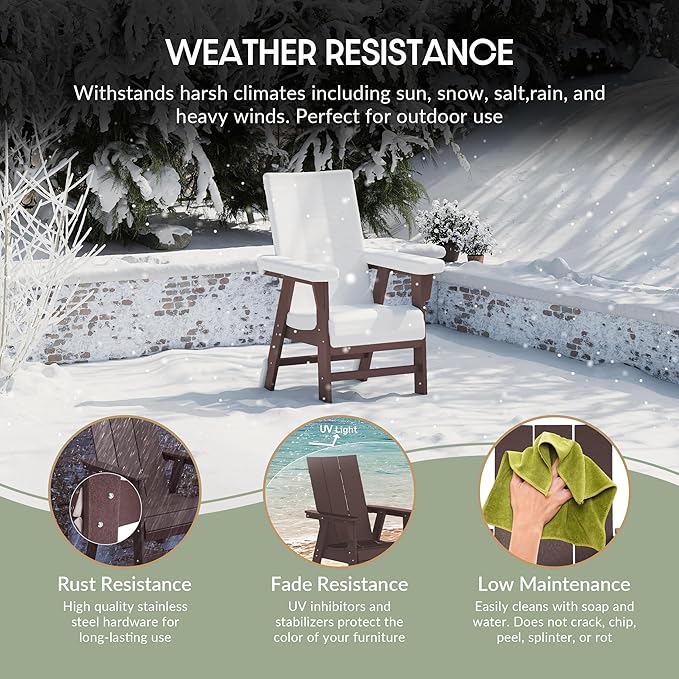 WestinTrends Ashore Outdoor Patio HDPE Plastic Modern Adirondack Dining Chair Dark Brown