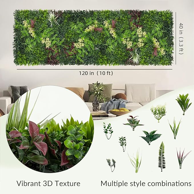 DOPGIB Artificial Ivy Wall Boxwood Roll: 40"x120" UV Resistant Green Leaves Faux for Interior Backdrop,Garden and Indoor Outdoor Wall&Fence Covering Privacy, Party Wall Fence Decor