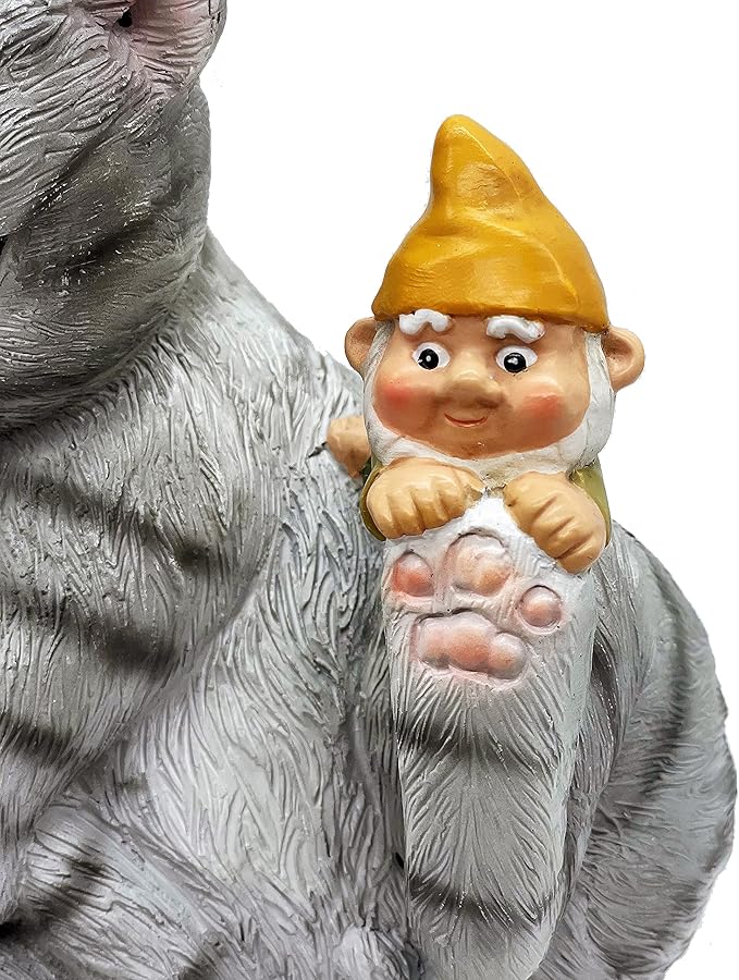 FICITI Add a Playful Touch to Your Garden with Our Cat and Gnomes Garden Statue - Perfect for Cat Lovers and Garden Enthusiasts - 8.5 Inces