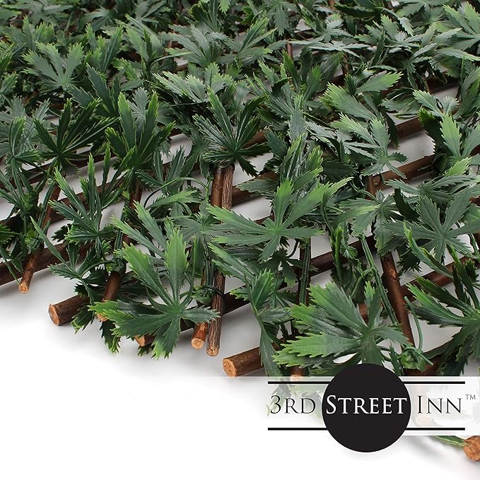 3rd Street Inn Cannabis Leaf Trellis 4-Pack - Fake Weed Plant - Smoke Shop Decor - Marijuana Wall Art - Boxwood and Ivy Privacy Fence Substitute - DIY Flexible Fencing (Cannabis)