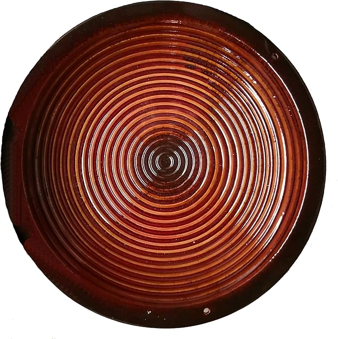 BYER OF MAINE Circles Post Bird Bath, Outdoor Garden and Patio Decor, Porcelain, Glaze Finish, Steel Mounting Post, Outside Bird Pond Fountain, 14"x14"x30", Rustic Red