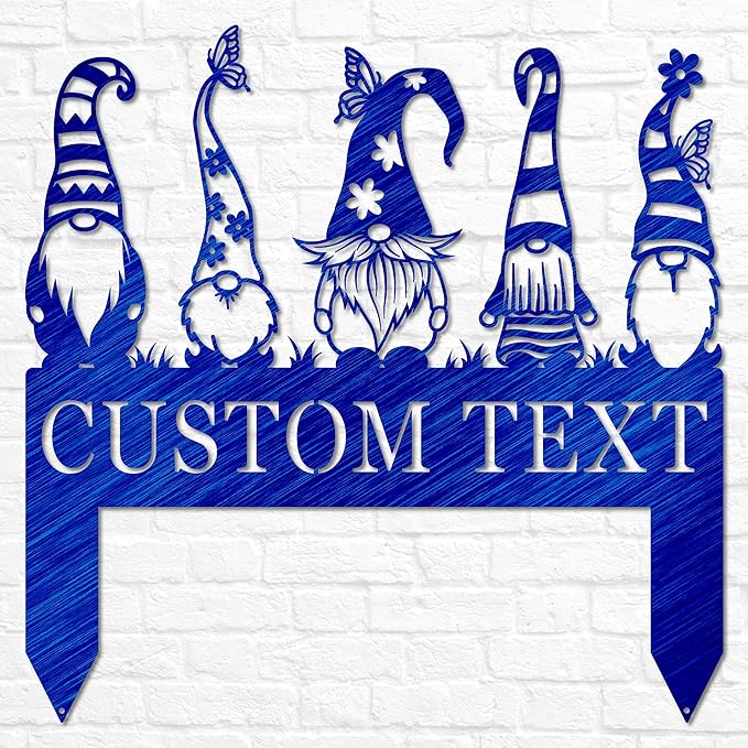 Garden Gnome Yard Stake | Custom Gnome Gifts | Christmas Gnome Stakes | Gnome Metal Art | Gnome Monogram | Yard Decor | Outdoor Lawn Decor