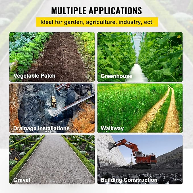 Happybuy 3FTx50FT 5OZ Garden Weed Barrier Landscape Fabric Heavy Duty, Weed Control Fabric for Garden, Weed Blocker Fabric, Geotextile Fabric Under Gravel, Driveway Fabric, Weed Mat Cloth Ground Cover