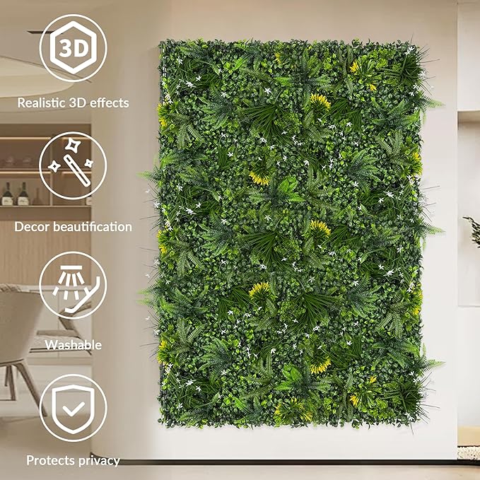 DOPGIB Artificial Grass Wall Boxwood Roll: 40"x120" UV Resistant Green Leaves Faux for Interior Wall Backdrop,Garden and Indoor Outdoor Wall&Fence Covering Privacy, Party Wall Fence Decor