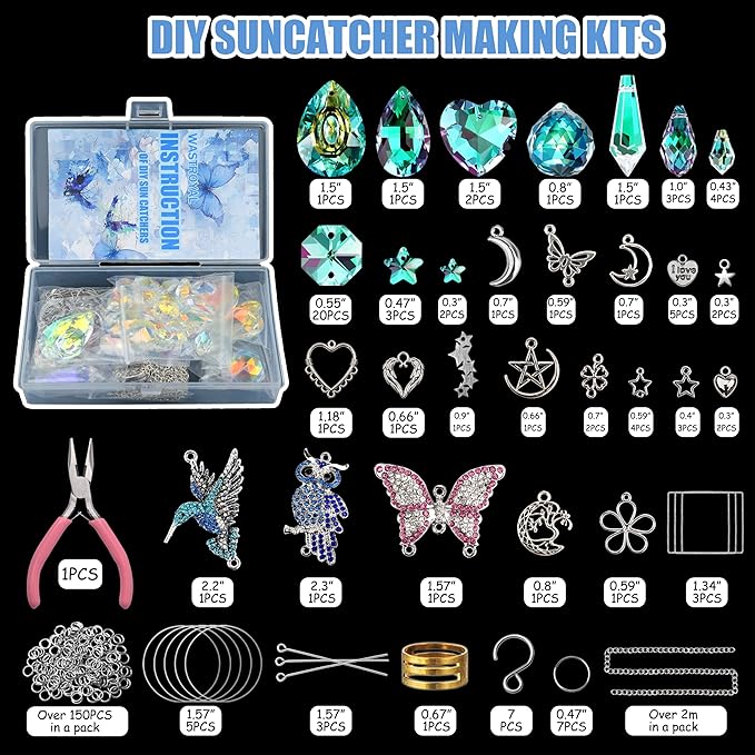 DIY Suncatcher Kit Sun Catchers Making Supplies Art and Crafts for Adults Hanging Prism Sun Catcher with Crystals Ball Indoor Window Home Wedding Garden Festival Decor Gifts