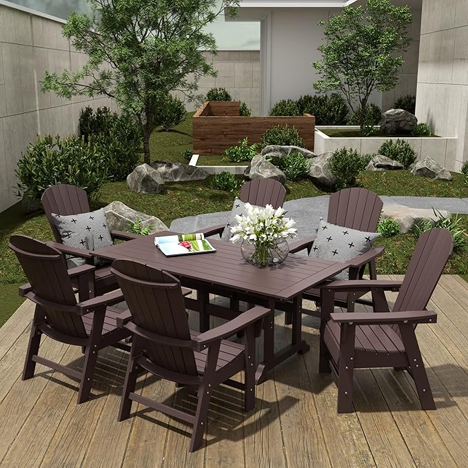 WestinTrends Dylan Dylan Outdoor Patio Shell-Back Adirondack Dining Chair Weather Resistant Dark Brown
