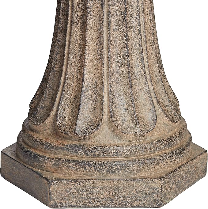 Farron 46" High Large Italian Outdoor Decor Gray Faux Stone Floor Fountain with Light LED Waterfall 3-Tier Standing Basin Water Feature for Outside Garden Patio Yard Backyard Porch - John Timberland