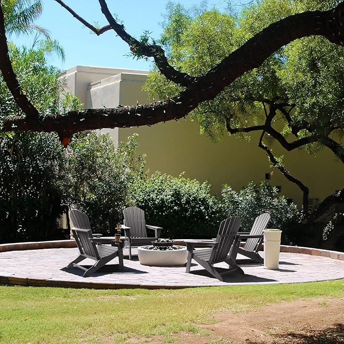 FUNBERRY Folding Adirondack Chair, All Weather HDPE Fire Pit Chairs with Cup Holder for Outdoor