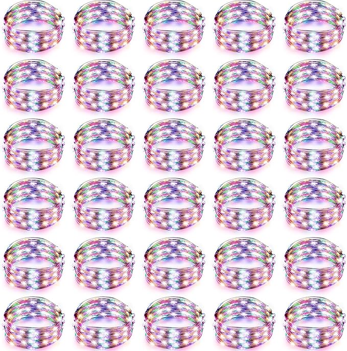 Tuanse 49 Pack LED Fairy Lights Colored Battery Operated String 3 Speed Modes 7 ft 20 LED Starry Wedding Decoration Waterproof Wire Twinkle Light for DIY Jar Bedroom Party Supplies (Rainbow Color)