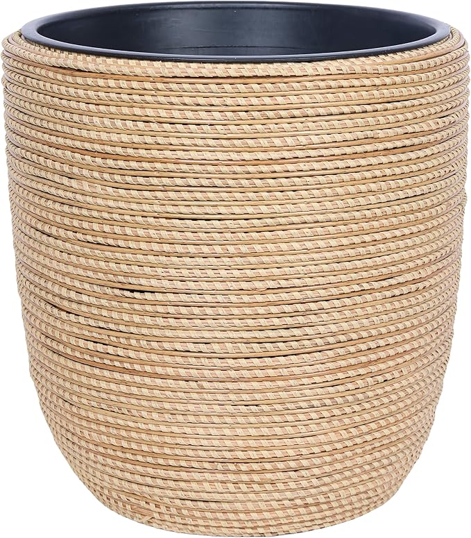 Alpine Corporation Indoor/Outdoor Poly Rattan Planters with Removable Inserts - Set of 2