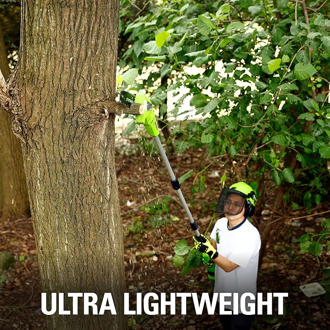 Greenworks 24V 8" Cordless Polesaw (Great For Pruning and Trimming Branches / 200+ Compatible Tools), Tool Only