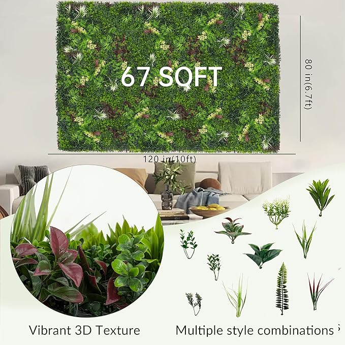 DOPGIB Artificial Ivy Boxwood Roll: 80"x120" UV Resistant Green Leaves Faux for Interior Backdrop,Garden and Indoor Outdoor Wall&Fence Covering Privacy, Party Wall Greenery Decor