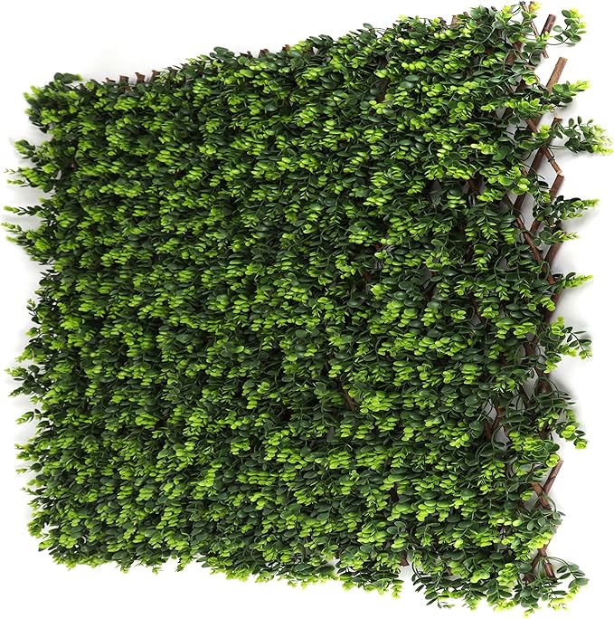 3rd Street Inn™ Leaf Trellis - Bamboo Greenery Panel - Boxwood and Ivy Privacy Fence Substitute - DIY Flexible Fencing (4, Wintergreen)